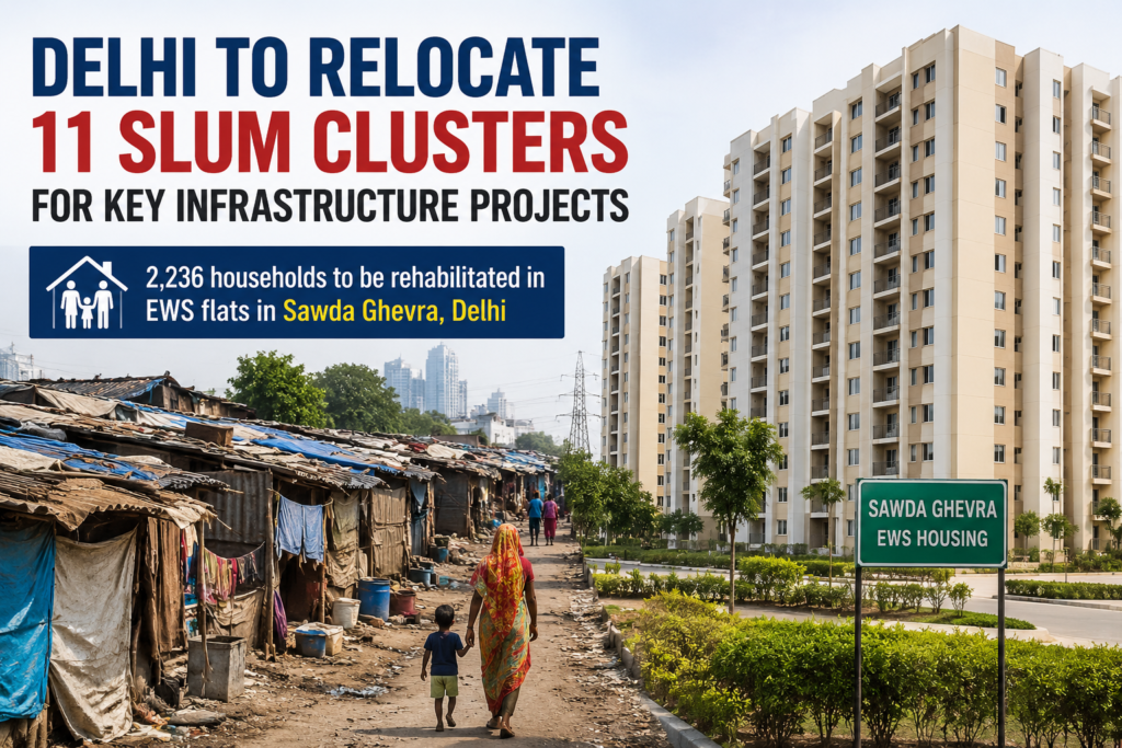 Delhi 11 slum clusters being relocated to Sawda Ghevra EWS housing flats under DUSIB rehabilitation project