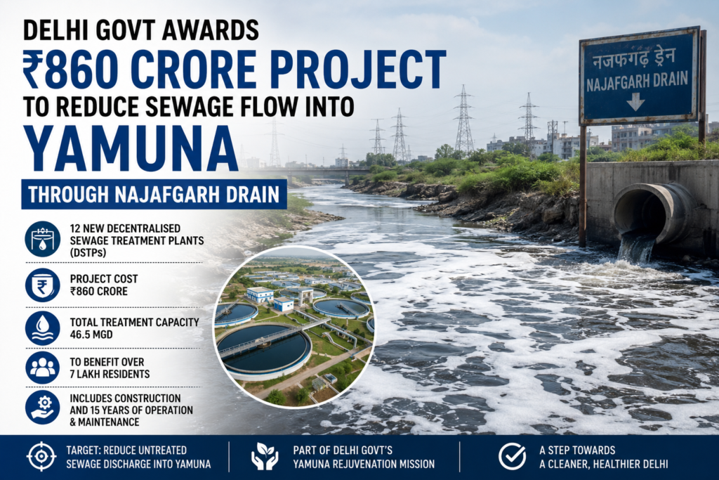 Najafgarh drain sewage treatment project launched by Delhi government to reduce pollution in the Yamuna River