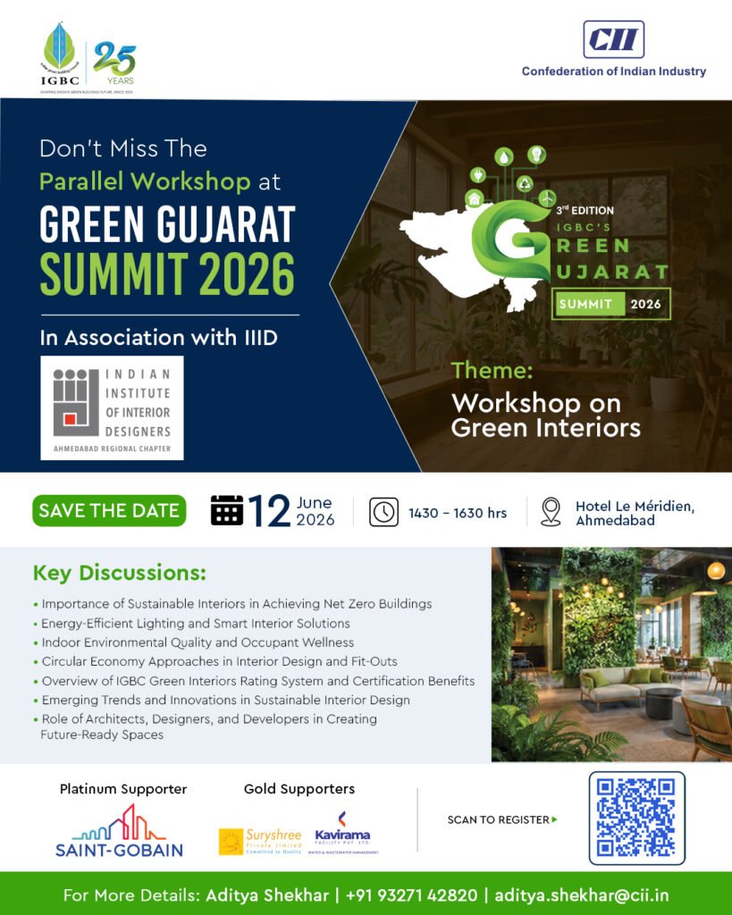IGBC Green Gujarat Summit 2026 workshop on sustainable green interiors at Hotel Le Méridien Ahmedabad