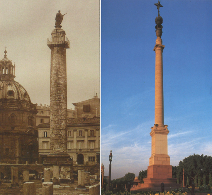 Comparison between Trajan’s Column and Jaipur Column at Rashtrapati Bhavan