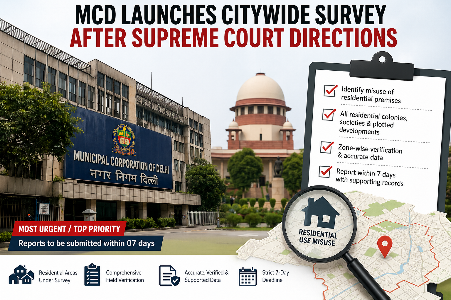 MCD Begins Survey on Misuse of Residential Properties in Delhi Following Supreme Court Order