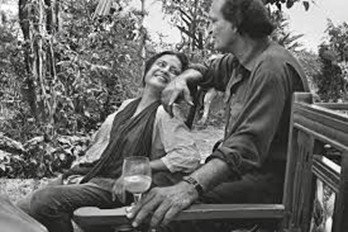 Raghu Rai sharing a candid moment during his personal life in a relaxed outdoor setting