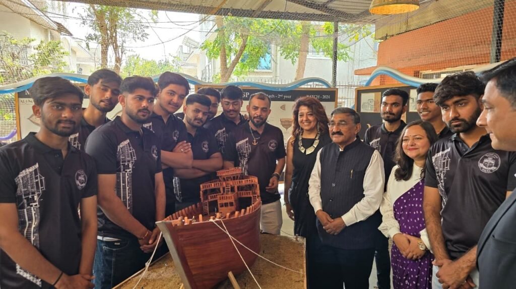Faculty and students presenting Mandvi boat model and research work