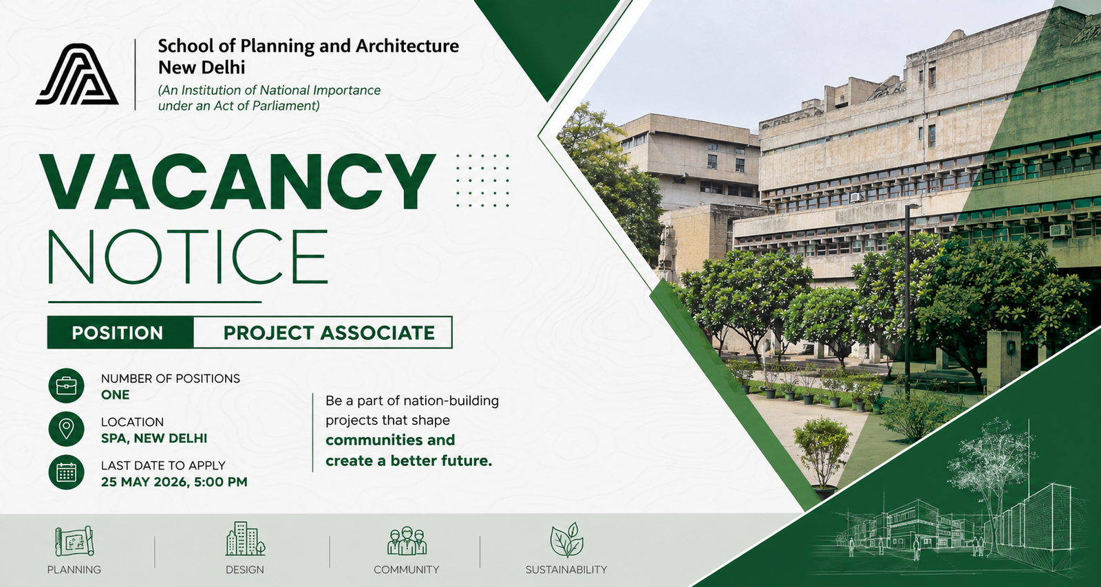 SPA Delhi Invites Applications for Project Associate Position