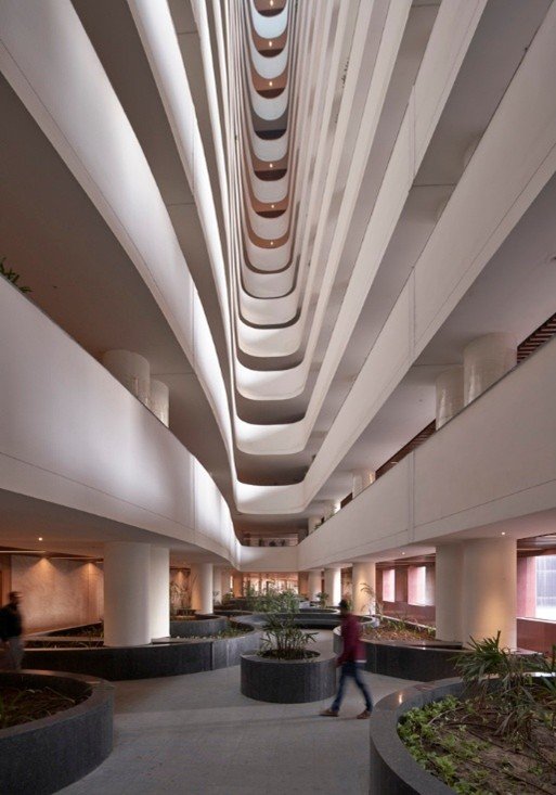 Skylit interior corridor at Surat Diamond Bourse
