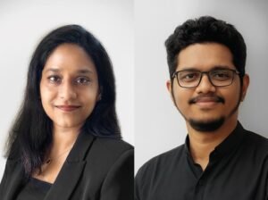 Portrait of Bella Ullas and Thejus Augustine, founders of Studio Aranya and designers of the award-recognized Community Plug project.