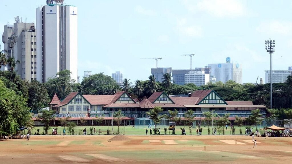 Bombay Gymkhana heritage clubhouse and cricket ground in Mumbai surrounded by modern urban development