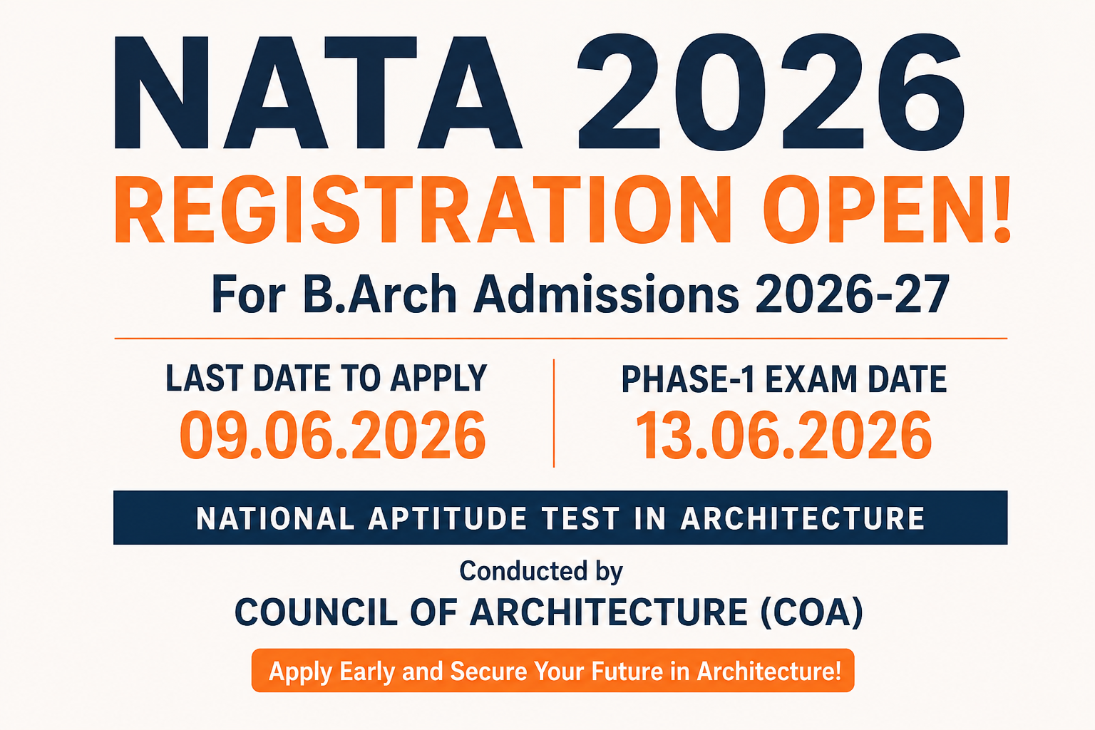NATA 2026 Registration Open; CoA Urges Aspirants to Apply Before June 9