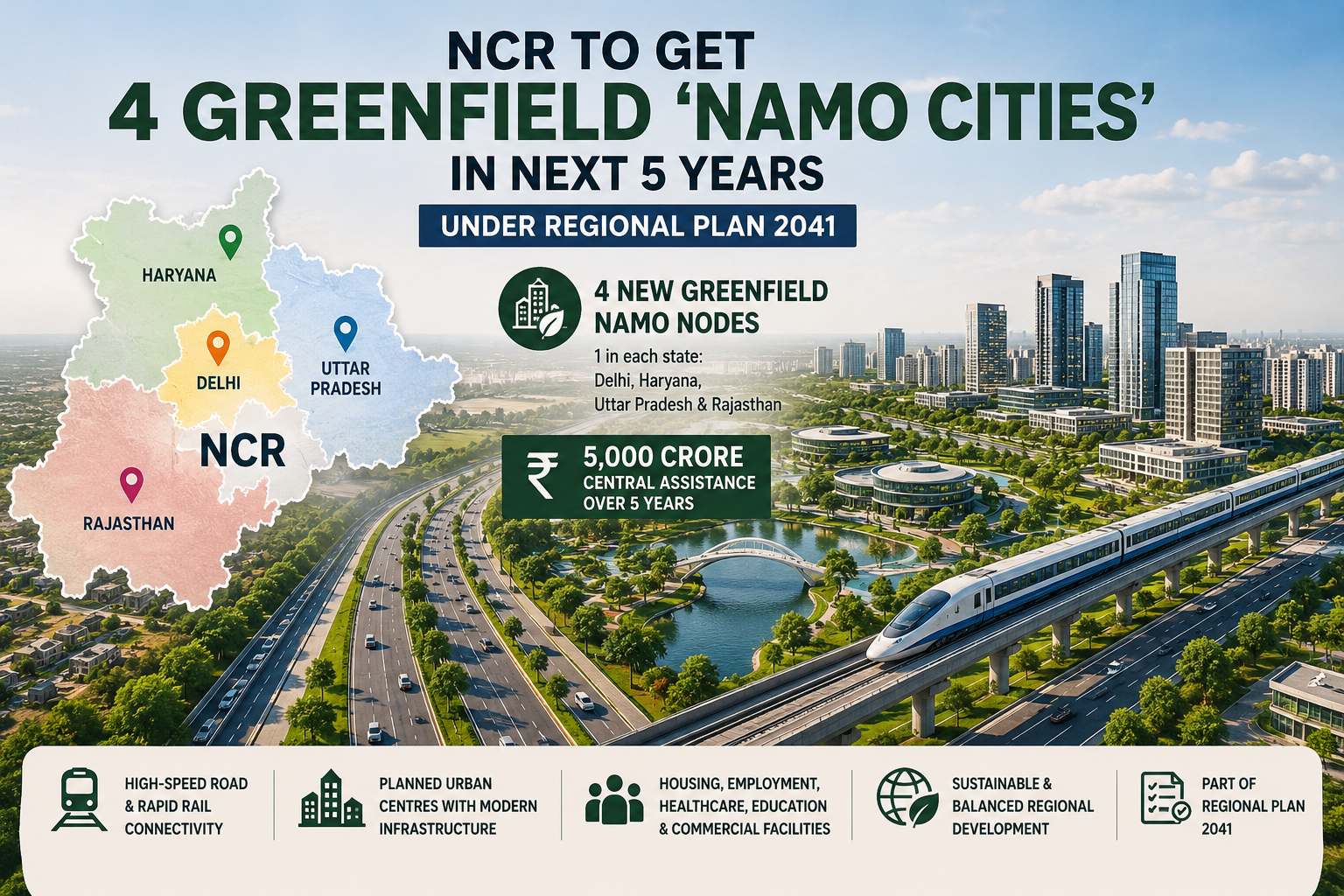NCR to Get Four Greenfield Namo Cities Under Regional Plan 2041