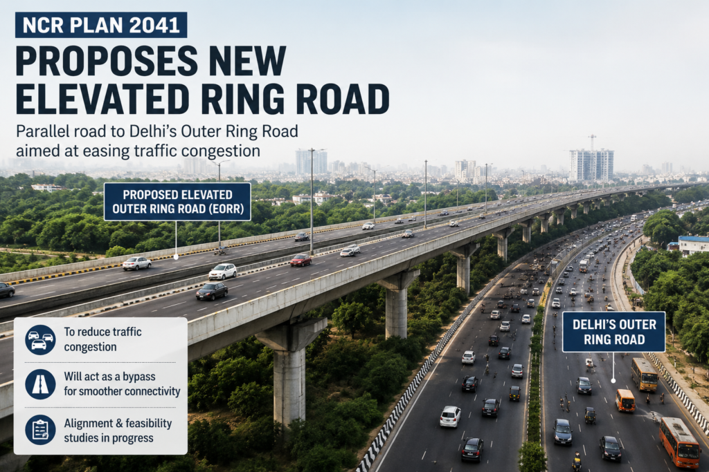NCR Plan 2041 proposes an Elevated Outer Ring Road parallel to Delhi's Outer Ring Road to reduce traffic congestion and improve connectivity.