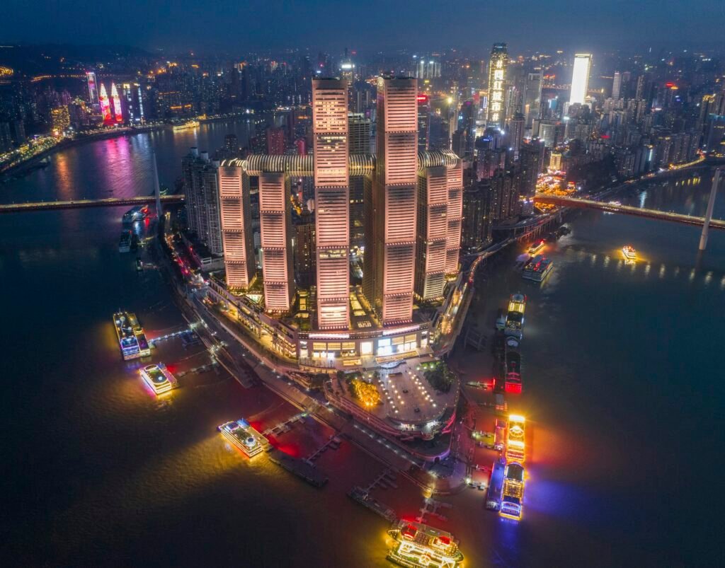 The Crystal horizontal skyscraper connecting towers at Raffles City Chongqing China