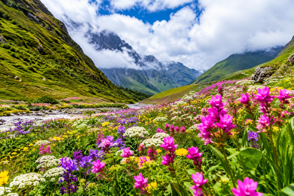 Colorful blooms across Uttarakhand’s Valley of Flowers National Park during the 2026 tourist season