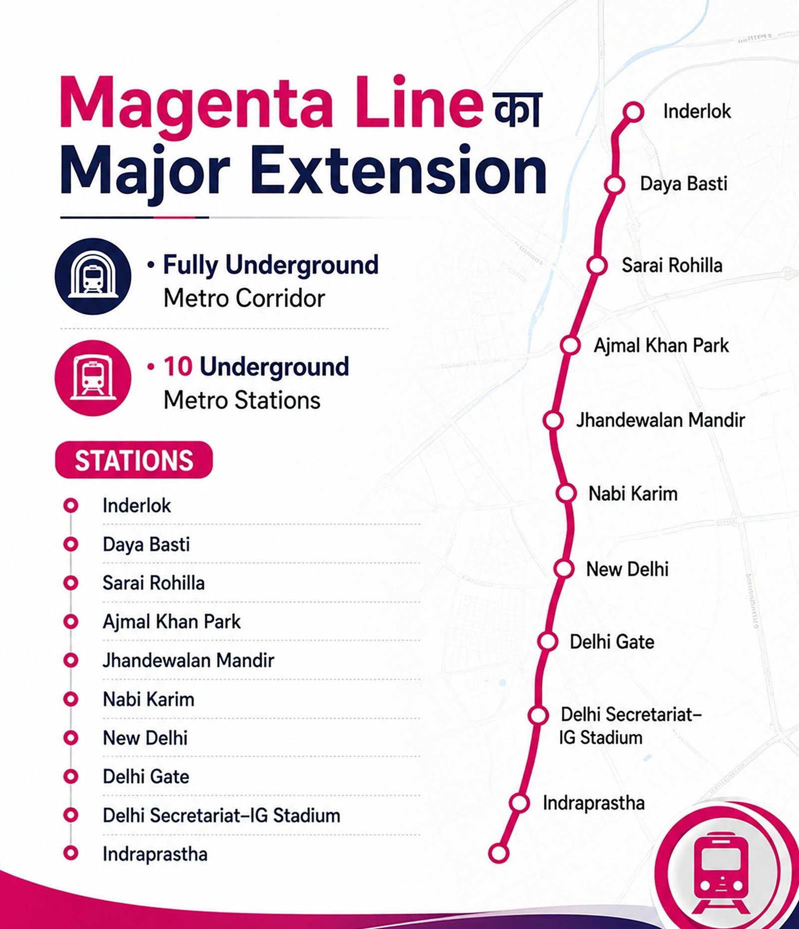 Delhi Begins Construction of 12.377-km Inderlok–Indraprastha Magenta Line Extension
