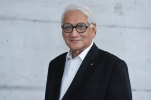 Portrait of Charles Correa, India's renowned architect and urban planner known for climate-responsive architecture and human-centred urban design.