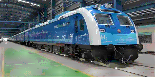 India's first hydrogen fuel cell passenger train developed by Indian Railways for sustainable green rail mobility.