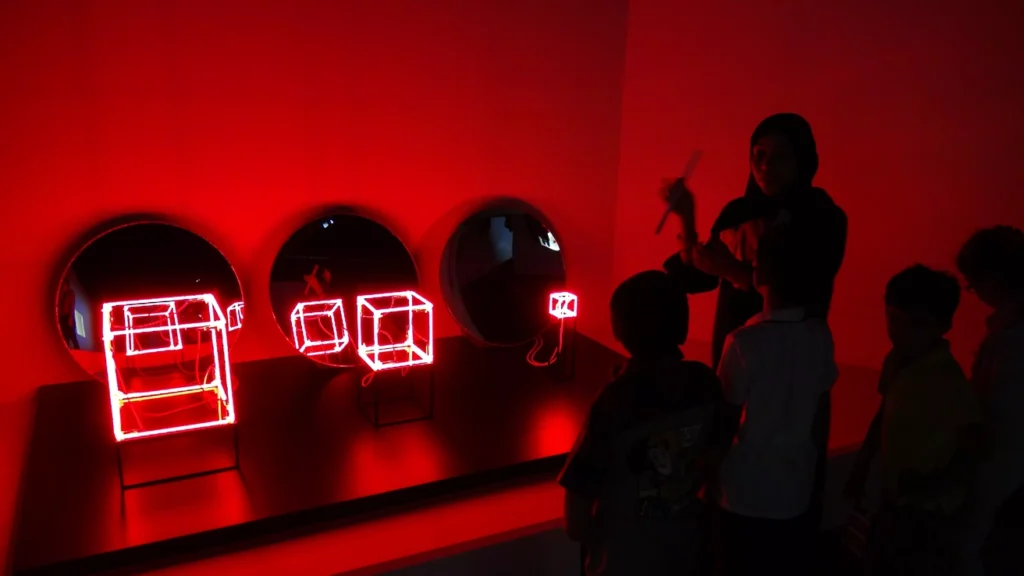 Interactive art exhibition inside Ithra demonstrating immersive cultural and educational experiences.