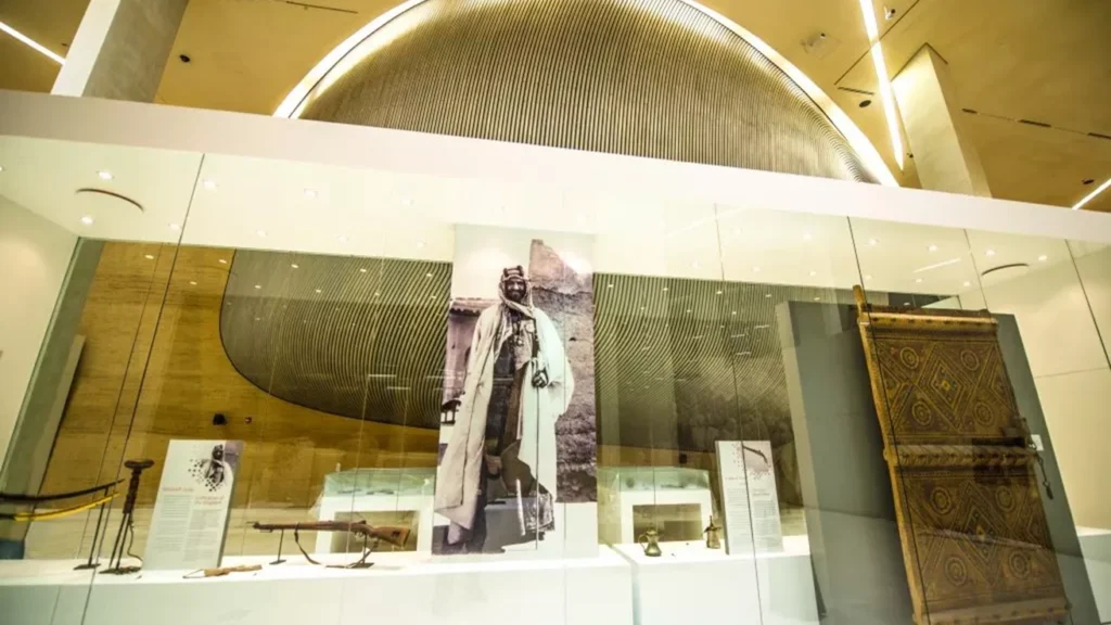 Museum gallery inside Ithra displaying Saudi cultural heritage and historical artefacts.