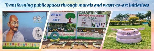 Waste-to-Art installations and awareness murals in Madanapalle