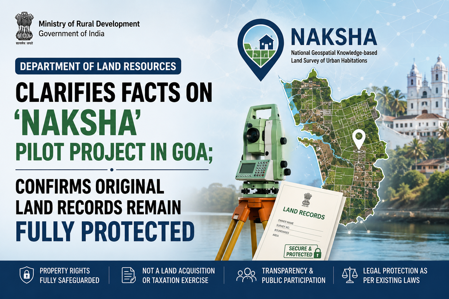 Department Clarifies NAKSHA Pilot in Goa: Original Land Records and Ownership Rights Remain Fully Protected