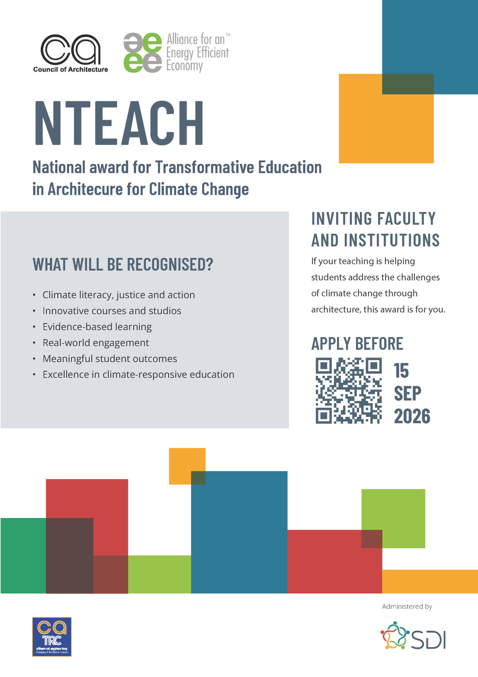 NTEACH Invites Faculty and Institutions for National Award in Architecture Education for Climate Change