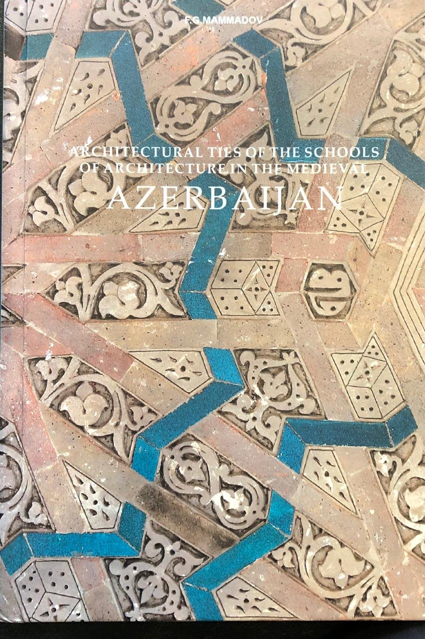 Decorative architectural heritage detail presented in an exhibition on Azerbaijan's architectural traditions.