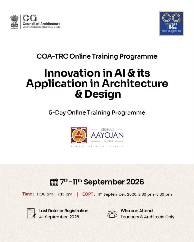 COA-TRC five-day online training programme on AI applications in architecture and design 2026