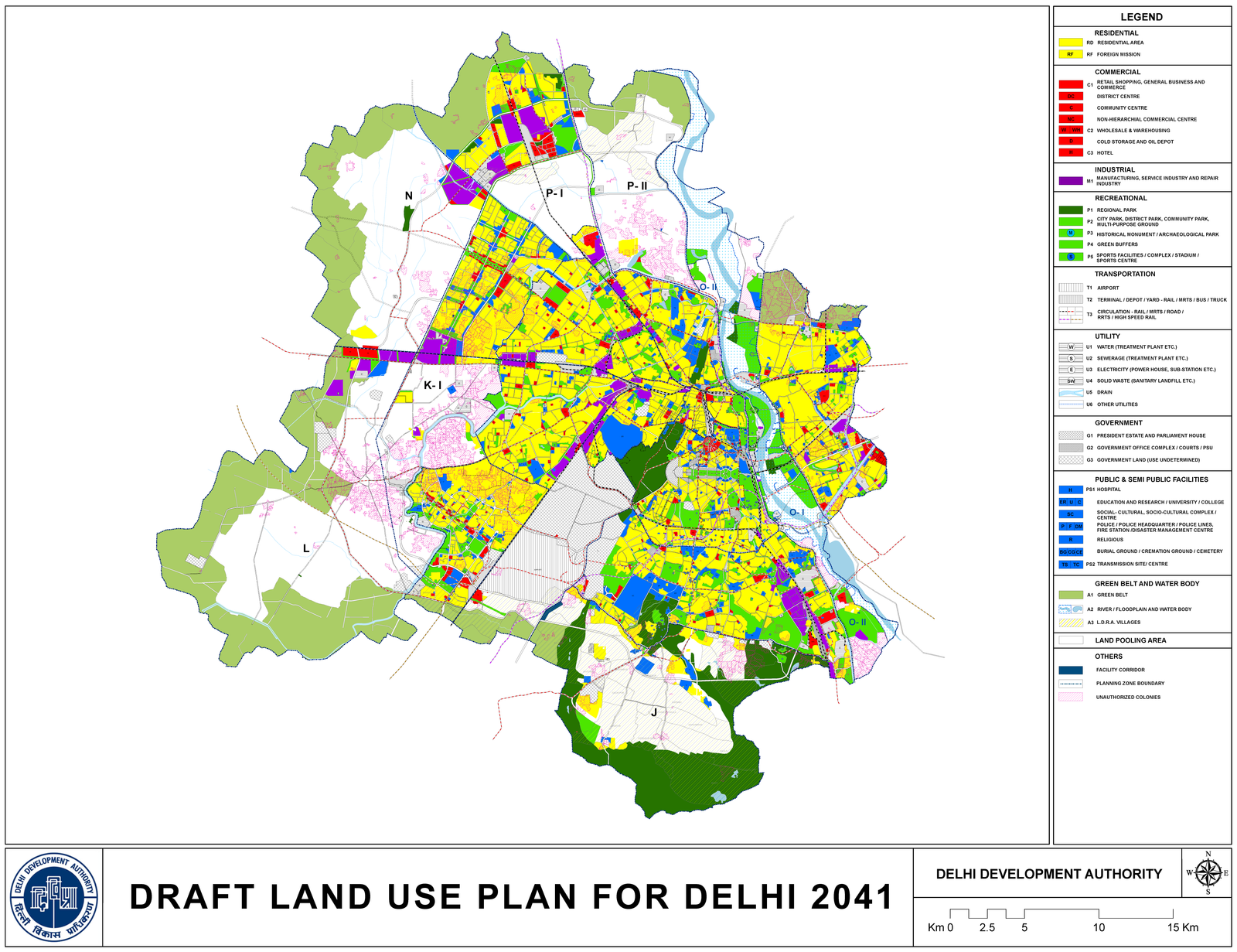 Draft Land Use Plan for Delhi 2041 prepared by the Delhi Development Authority showing proposed land use under MPD-2041.