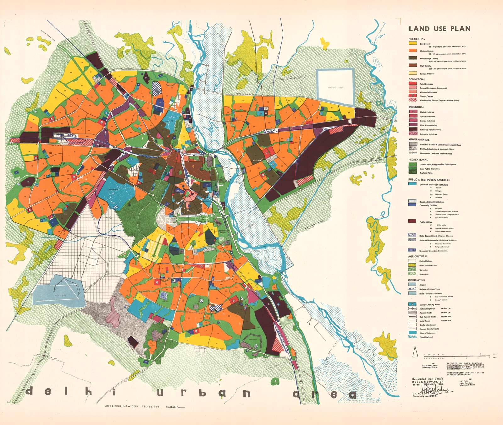 Land Use Plan of Delhi under the first Master Plan for Delhi 1962 prepared by the Delhi Development Authority.