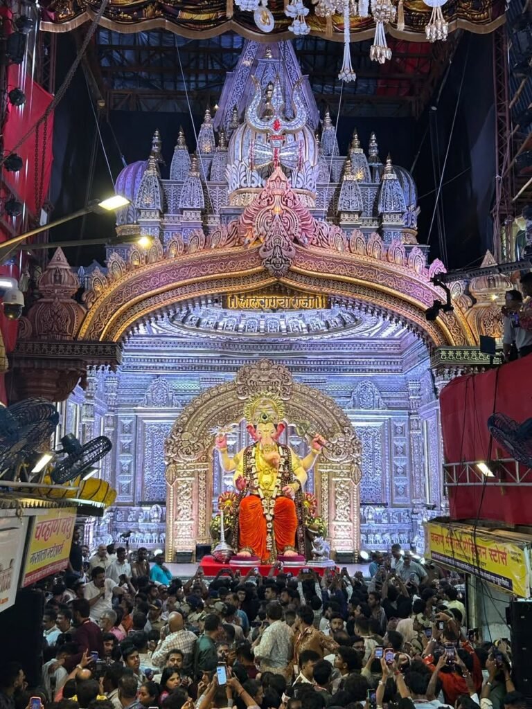 Elaborately decorated Ganesh pandal in Mumbai during Ganeshotsav