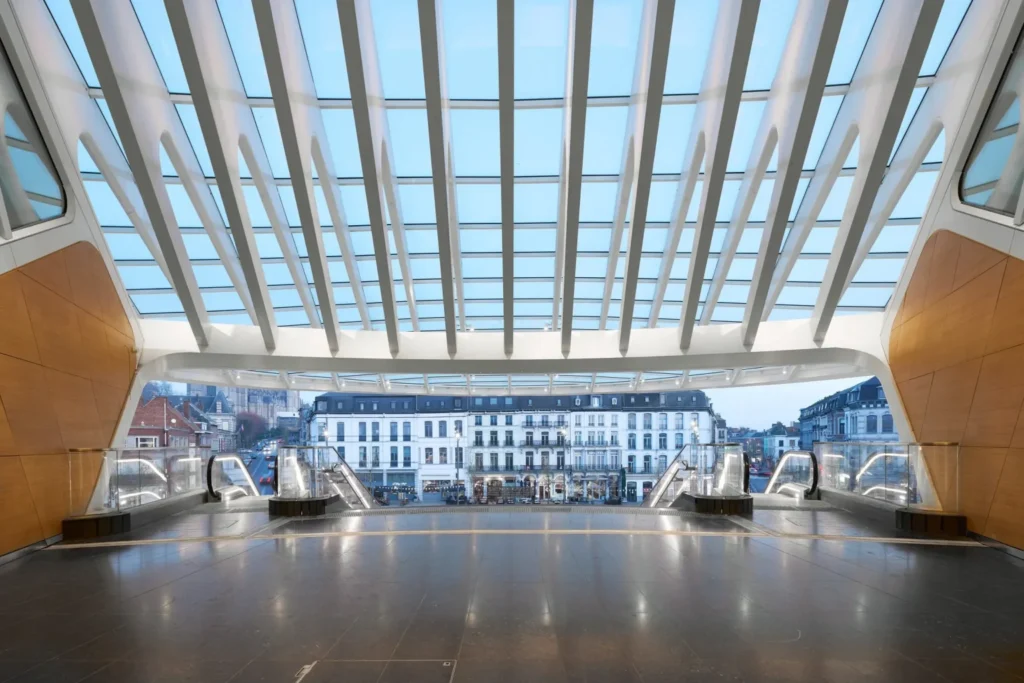 View from Gare de Mons towards the historic city of Mons