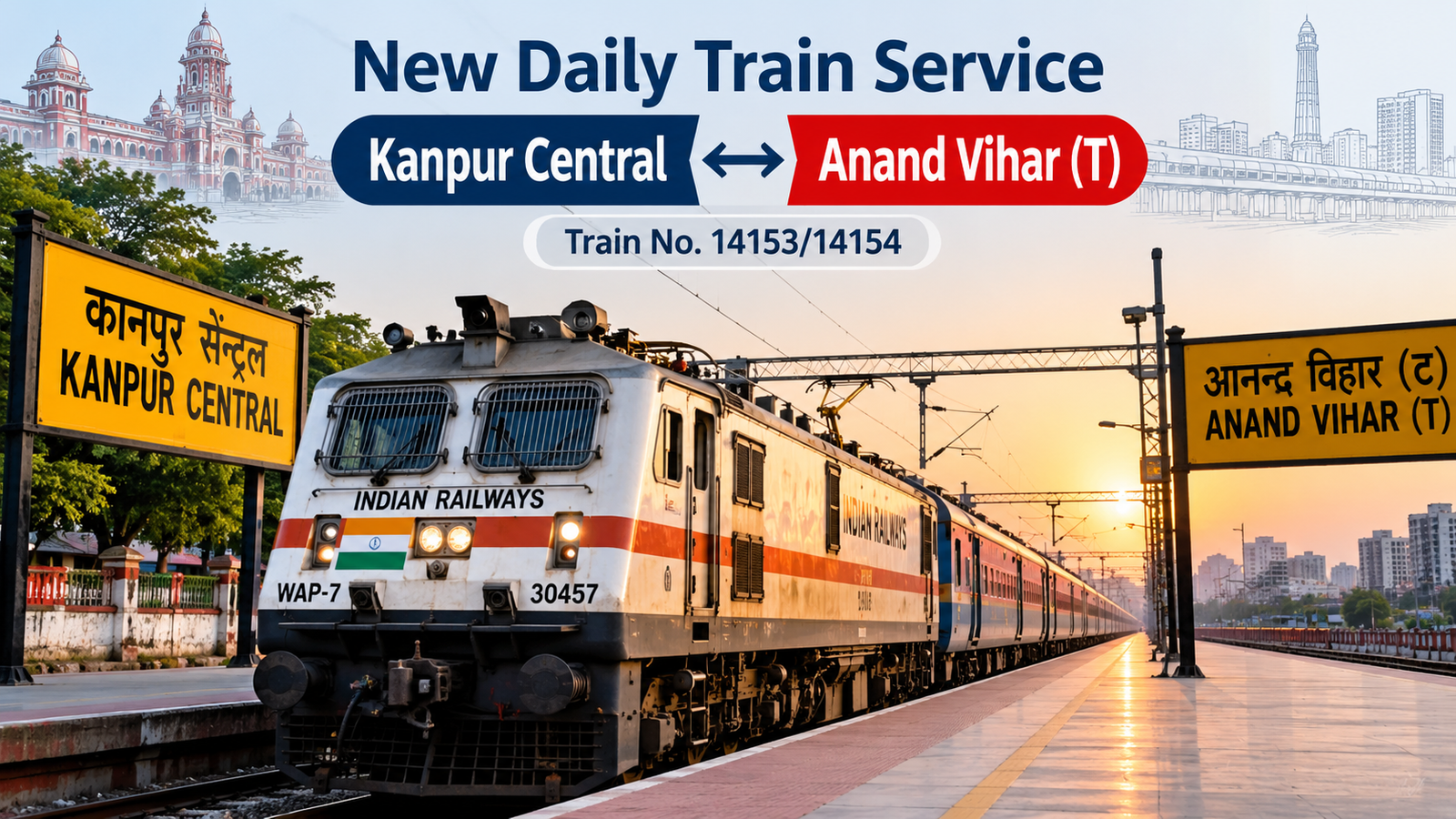 Indian Railways Approves New Daily Train Service Between Kanpur Central and Anand Vihar