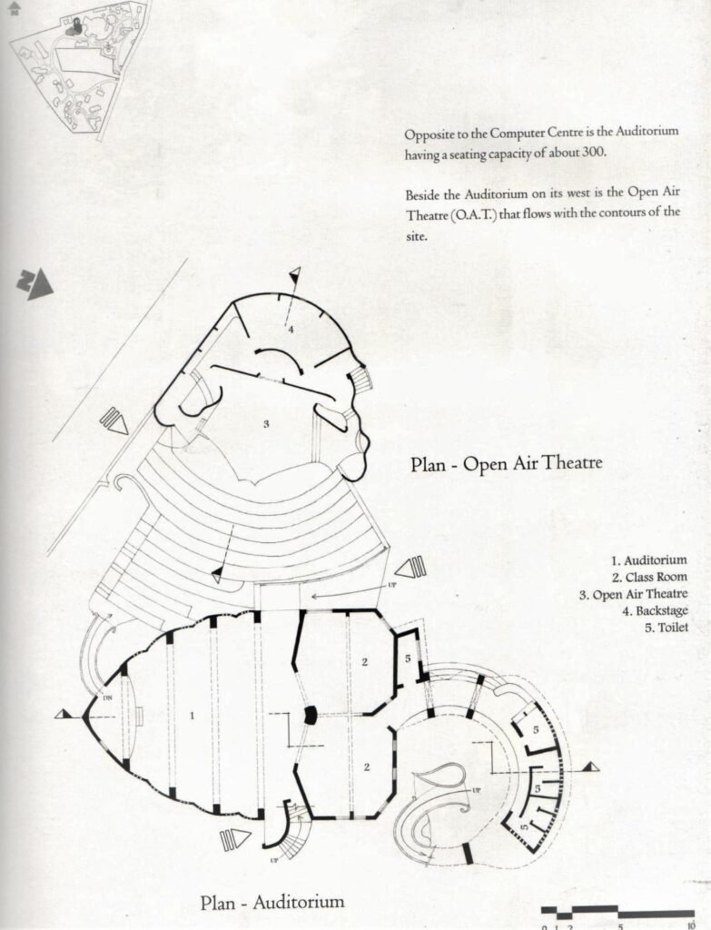 Floor plan of Laurie Baker’s auditorium and open-air theatre at CDS