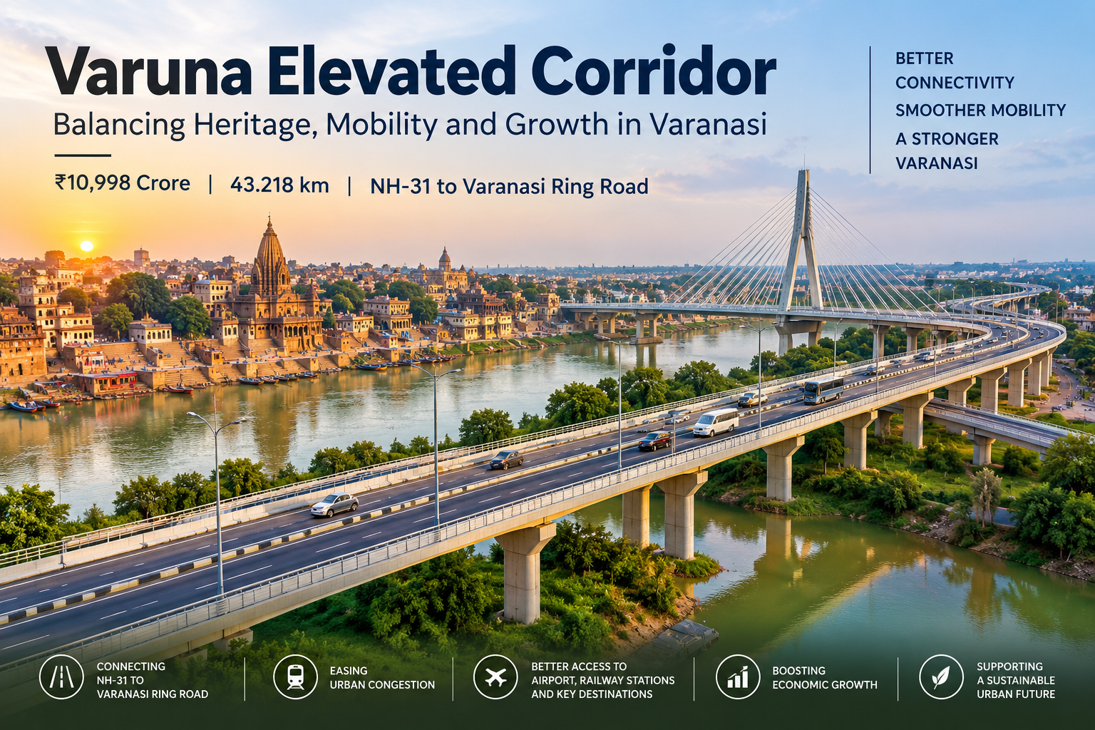 ₹10,998-Crore Varuna Elevated Corridor to Strengthen Mobility and Connectivity in Varanasi