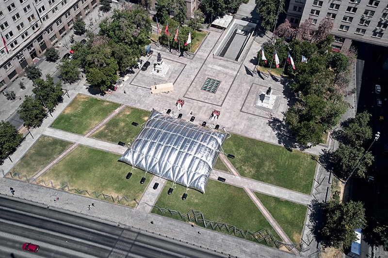 Aerial view of Guatero pavilion in Santiago Chile
