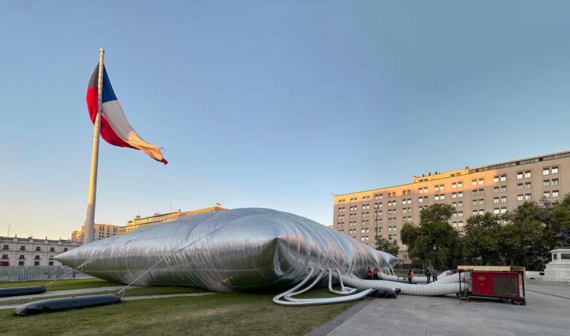 Silver Guatero pavilion designed by Smiljan Radić in Santiago