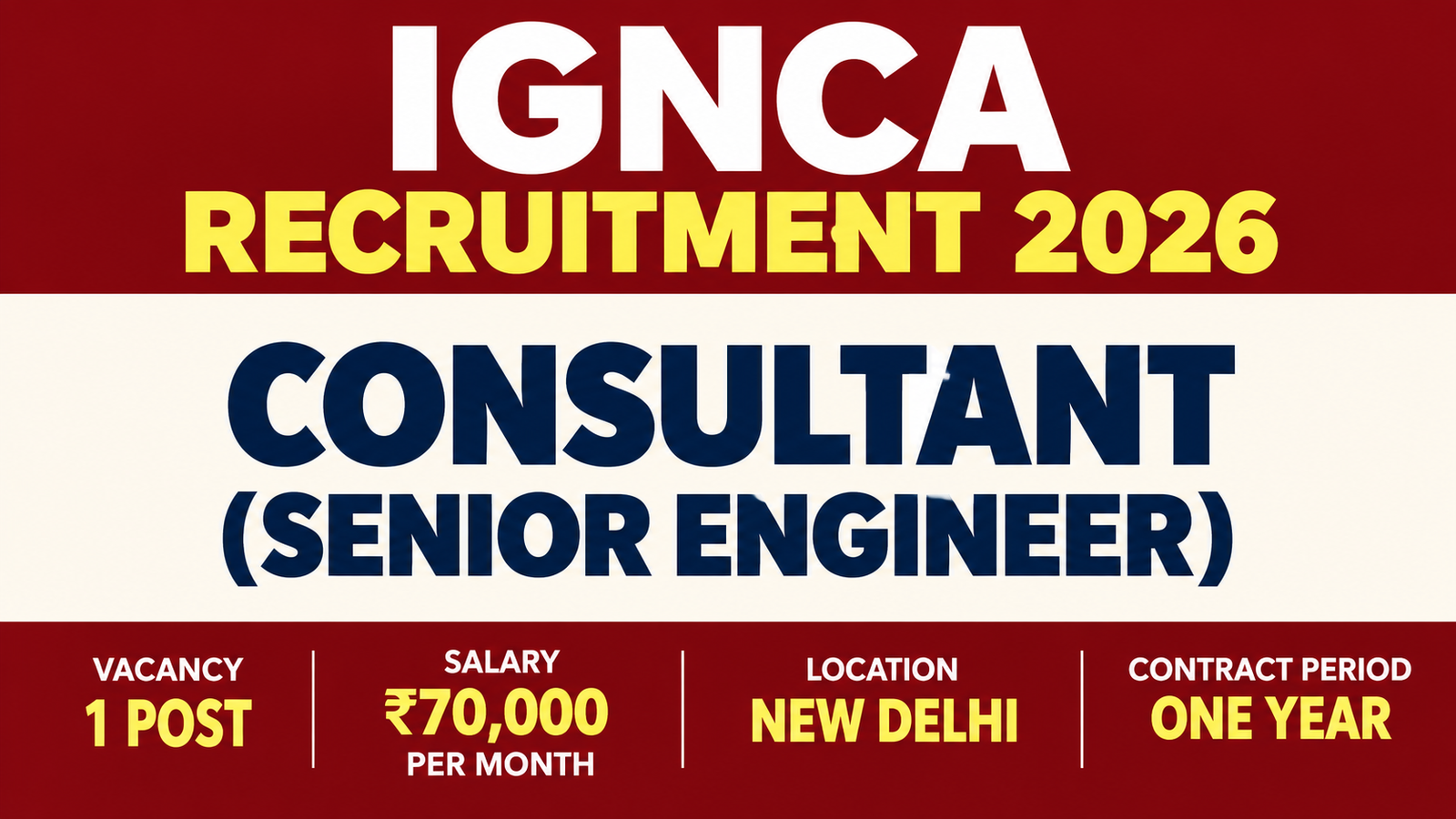 IGNCA Recruitment 2026: Consultant (Senior Engineer) Vacancy