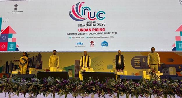 Dignitaries at the National Urban Conclave 2026 in Bhubaneswar, focused on urban governance, planning and sustainable development.