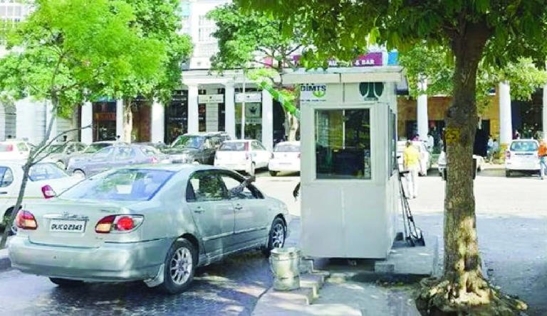 Existing NDMC parking facility in Delhi planned for a smart parking upgrade with digital management systems.