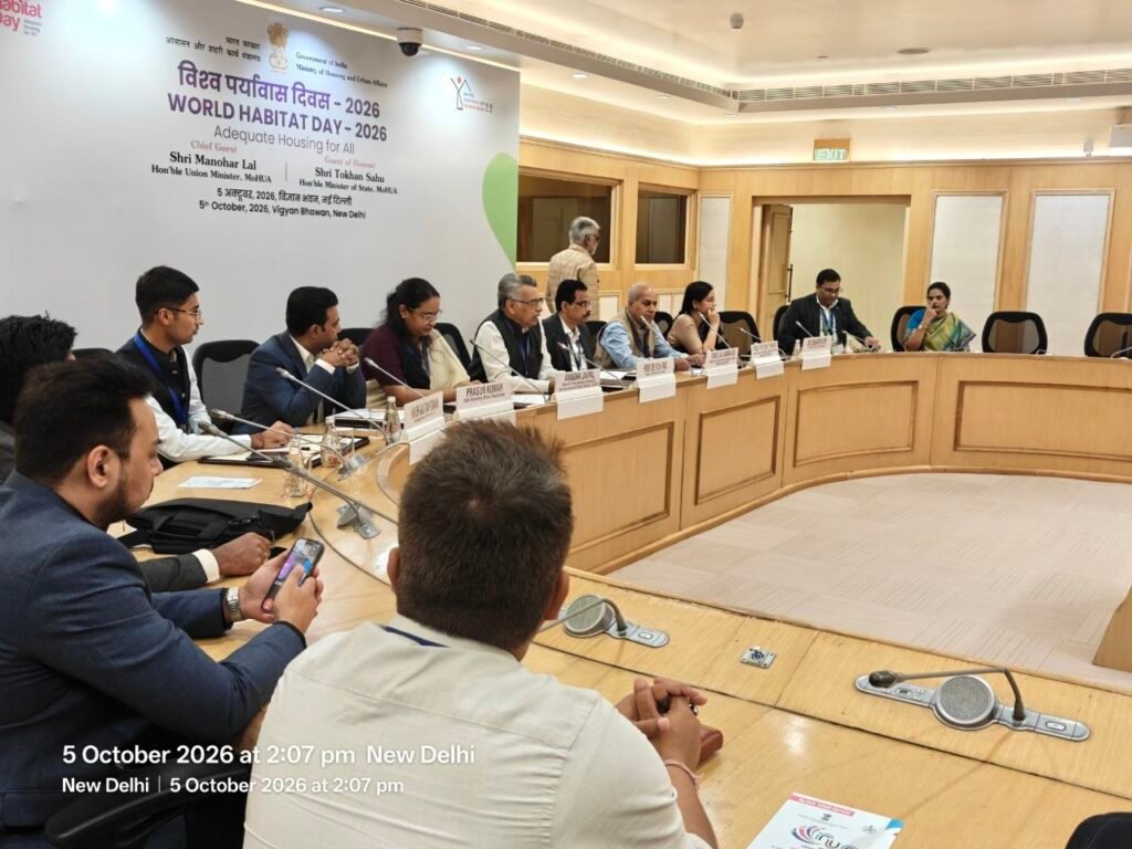 Panel discussion on affordable rental housing and urban development at World Habitat Day 2026 in New Delhi.